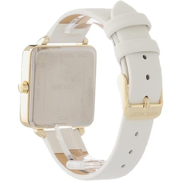 ✨ Nine West Strap Watch Women White Mineral Crystal Lens Textured Dial Watch - Picture 5 of 8